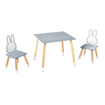 roba Kindersitzgruppe miffy, 2 Kinderstühlen und 1 Tisch, Holz, dunkelgrau/ weiß lackiert - B-Ware sehr gut