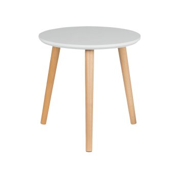 LIVARNO HOME Beistelltisch, aus Massivholz, Ø40cm (Weiß) - B-Ware Transportschaden Kosmetisch