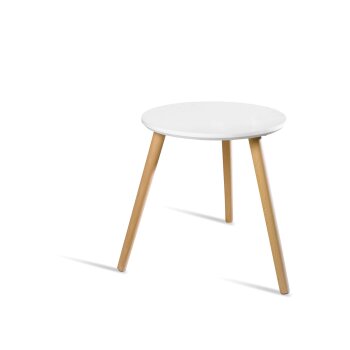 LIVARNO HOME Beistelltisch, aus Massivholz, Ø40cm (Weiß) - B-Ware Transportschaden Kosmetisch