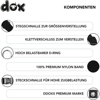 DDOXX Hundegeschirr Nylon, Step-In, Verstellbar, Schwarz,...