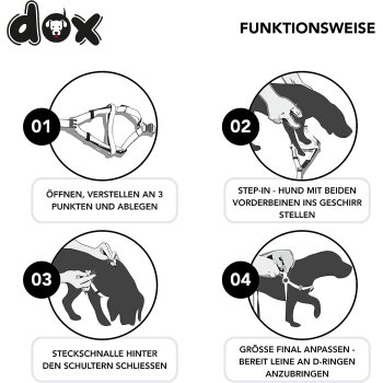 DDOXX Hundegeschirr Nylon, Step-In, Verstellbar, Schwarz, S - B-Ware sehr gut