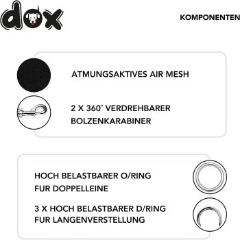 DDOXX Hundeleine Air Mesh, 3fach verstellbar, 2m ,...