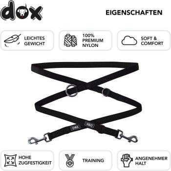 DDOXX Hundeleine Air Mesh, 3fach verstellbar, 2m , schwarz, M - B-Ware sehr gut