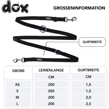 DDOXX Hundeleine Air Mesh, 3fach verstellbar, 2m , schwarz, M - B-Ware sehr gut