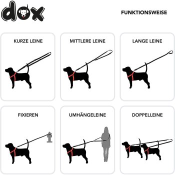 DDOXX Hundeleine Air Mesh, 3fach verstellbar, 2m , schwarz, M - B-Ware sehr gut