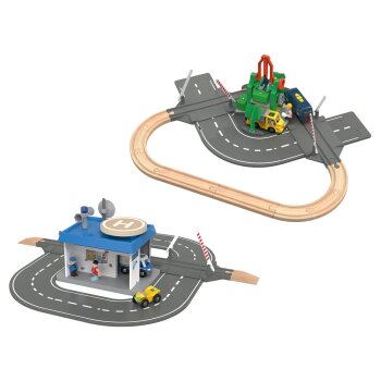 Holz Verladeschienen-Set / Polizeiwachen-Set - B-Ware