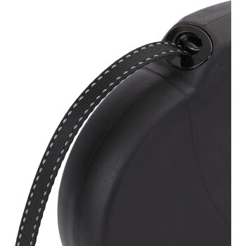 DDOXX Roll-Leine reflektierend, ausziehbar, XS, 3 m, bis 8 kg, Schwarz - B-Ware sehr gut
