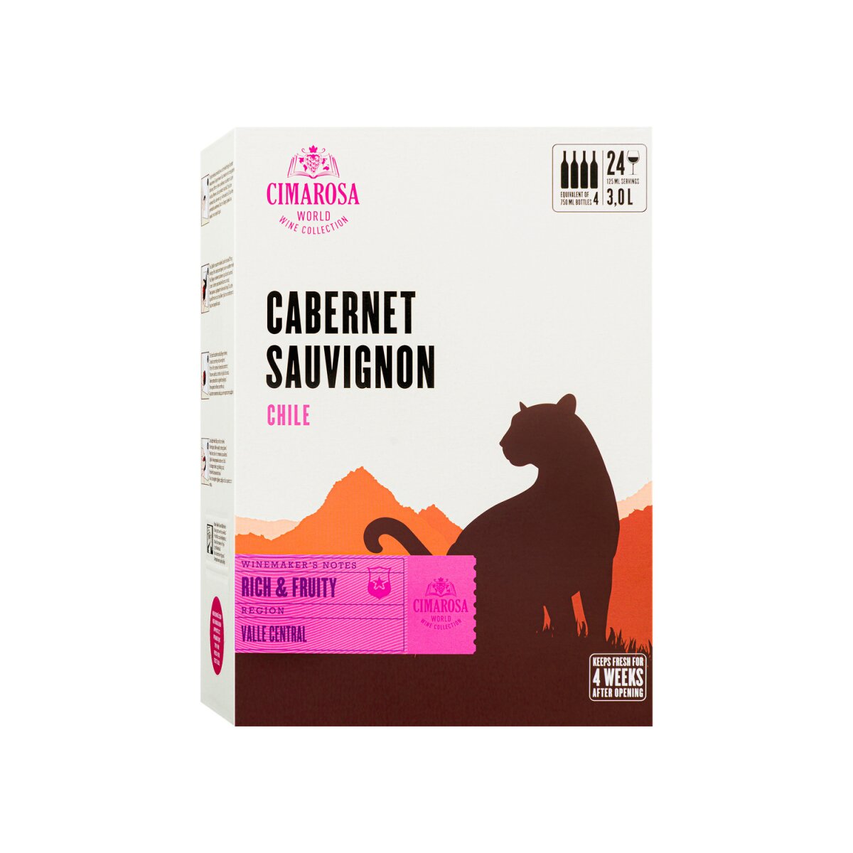 CIMAROSA Cabernet Sauvignon Chile 3,0-l-Bag-in-Box trocken, Rotwein, 6,49 €