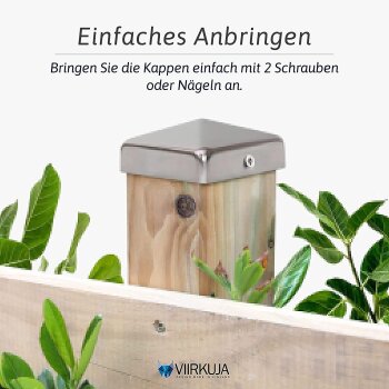 VIIRKUJA Pfostenkappen, 7 x 7 cm, 10 Stück, Edelstahl, Pyramiden Form - B-Ware sehr gut