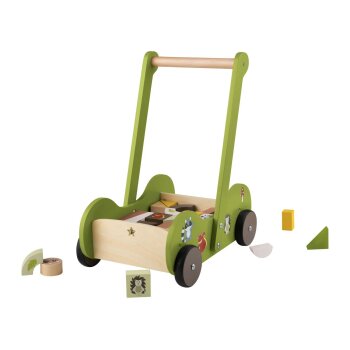 PLAYTIVE Holz Schiebewagen, mit 30 Holzbausteinen - B-Ware