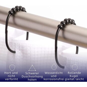 2 Lb. Depot 12er Set Duschvorhangringe, aus Edelstahl, schwarz - B-Ware sehr gut