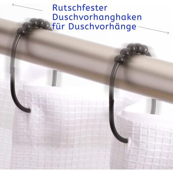 2 Lb. Depot 12er Set Duschvorhangringe, aus Edelstahl, schwarz - B-Ware sehr gut