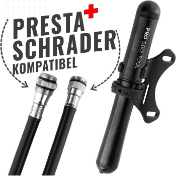 PRO BIKE TOOL Mini Bike Pump Premium Edition - Passend für Presta- und Schrader-Ventile - B-Ware sehr gut