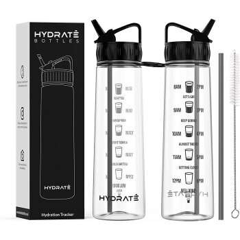HYDRATE Tracker 900ml Wasserflasche mit Strohhalm und...