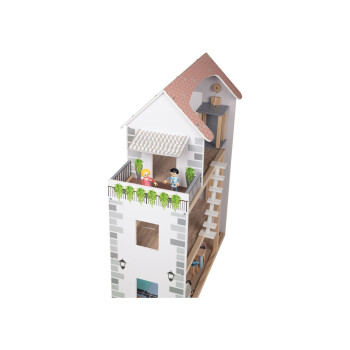 Playtive Holz-Puppenhaus, 39-teilig, 3 Etagen - B-Ware Transportschaden Kosmetisch