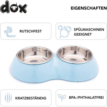 DDOXX Doppel-Fressnapf, rutschfest, 2 x 350 ml, blau -...