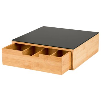 ERNESTO® Bambus Schubladen-Box, mit Glas-Oberseite -...