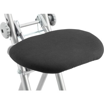 Ribelli Bügelstehhilfe Stehhilfe Stehstuhl 6-Fach höhenverstellbar klappbar Bügelstuhl Stehsitz ergonomisches Sitzen - Stehsitz zum Bügeln mit Rückenlehne (schwarz) - B-Ware neuwertig
