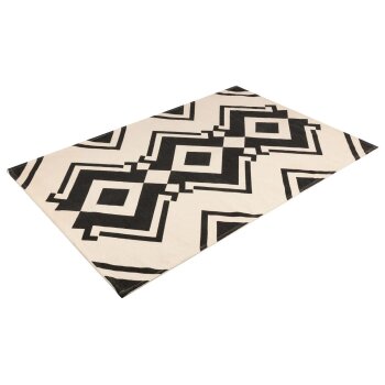 LIVARNO home Baumwollteppich, 140 x 200 cm (schwarz/creme) - B-Ware neuwertig