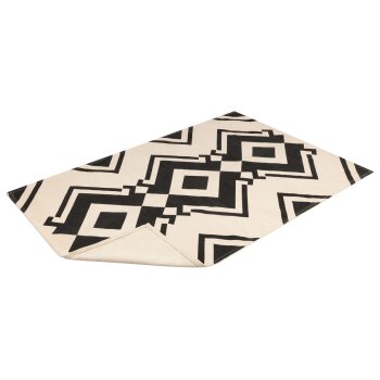 LIVARNO home Baumwollteppich, 140 x 200 cm (schwarz/creme) - B-Ware neuwertig