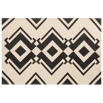 LIVARNO home Baumwollteppich, 140 x 200 cm (schwarz/creme) - B-Ware neuwertig