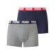 Puma Herren Boxershort, 2 Stück, Slim Fit, mit umlaufenden Logo (Blau/Grau, L) - B-Ware neuwertig