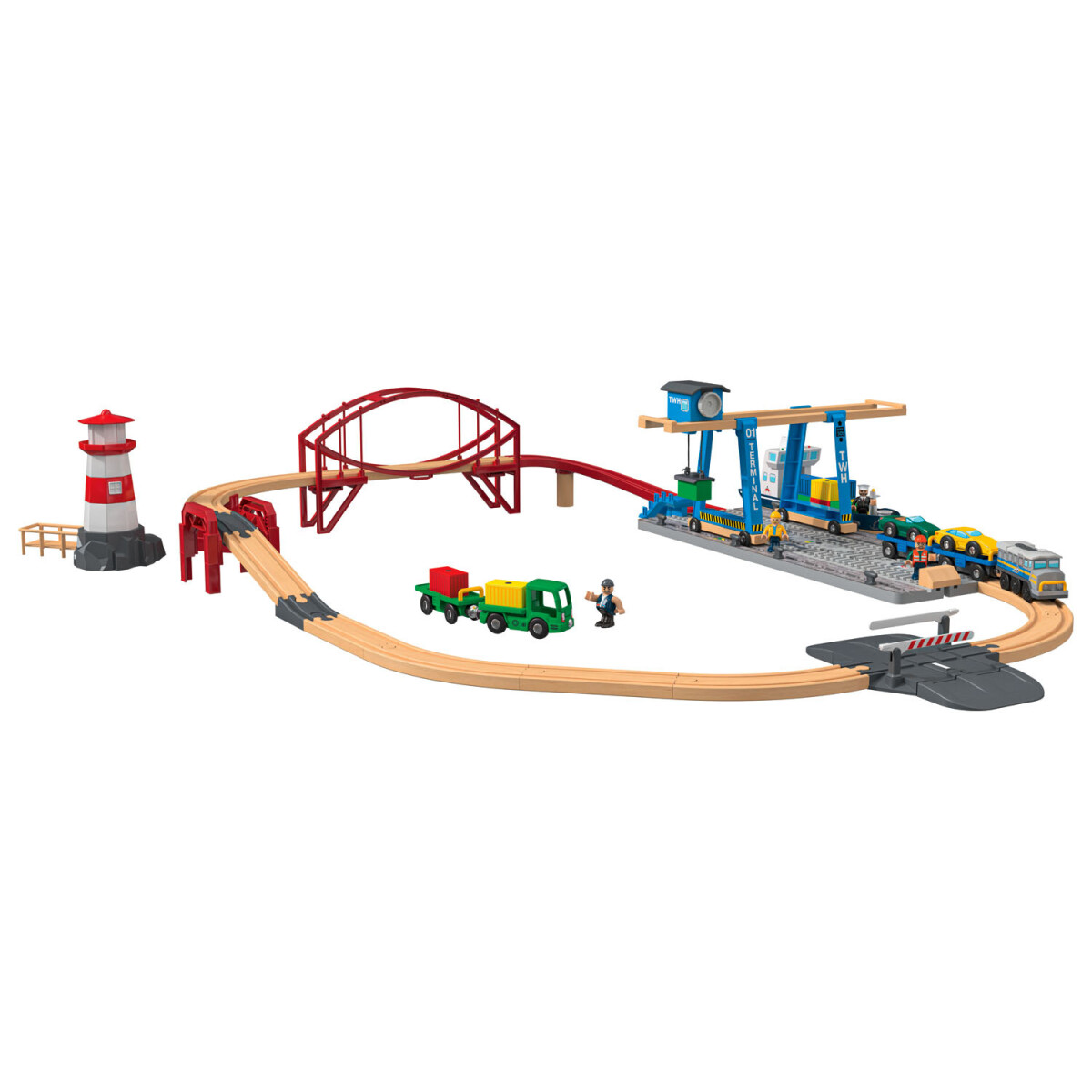 Playtive Containerhafen Eisenbahn-Set, aus Echtholz - gut, € B-Ware sehr 34,99