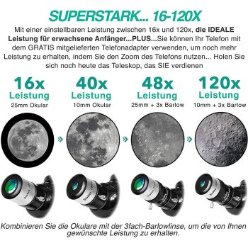 Slokey 40070 Teleskop Astronomie, 16x-120x - B-Ware gut