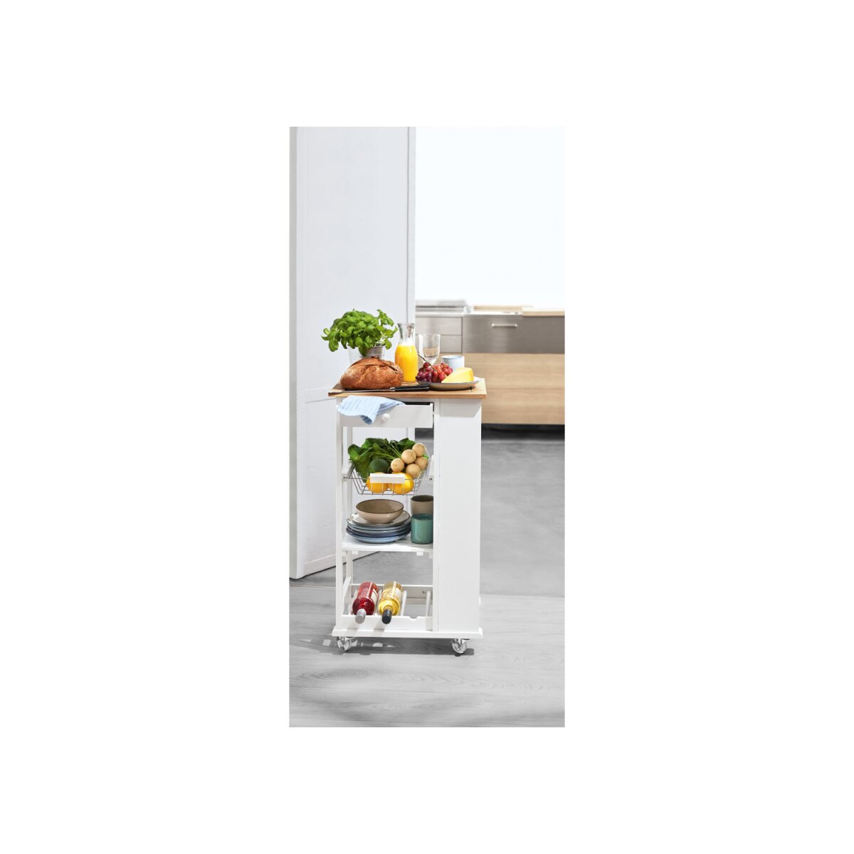 LIVARNO home Küchentrolley mit Bambusholz, weiß/braun - B-Ware sehr gut,  39,99 €
