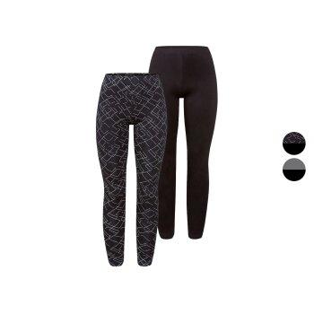 esmara® Damen Leggings, 2 Stück, mit Baumwolle -...