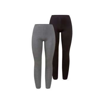 esmara® Damen Leggings, 2 Stück, mit Baumwolle -...