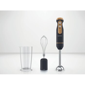 SILVERCREST® KITCHEN TOOLS Stabmixer-Set »SSSH 600 A1«, 3in1 mit Elementen in Holzoptik (blau) - B-Ware neuwertig