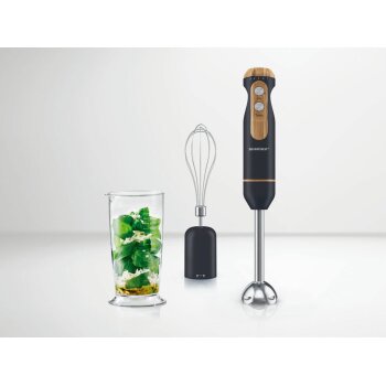 SILVERCREST® KITCHEN TOOLS Stabmixer-Set »SSSH 600 A1«, 3in1 mit Elementen in Holzoptik (blau) - B-Ware neuwertig