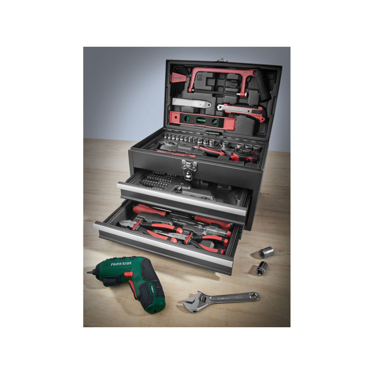 Metall-Werkzeugbox Akku-Schraubendreher, teilig 92- - PARKSIDE® B-Ware V 63,99 mit »PWBM neuwertig, A1«, 4 €