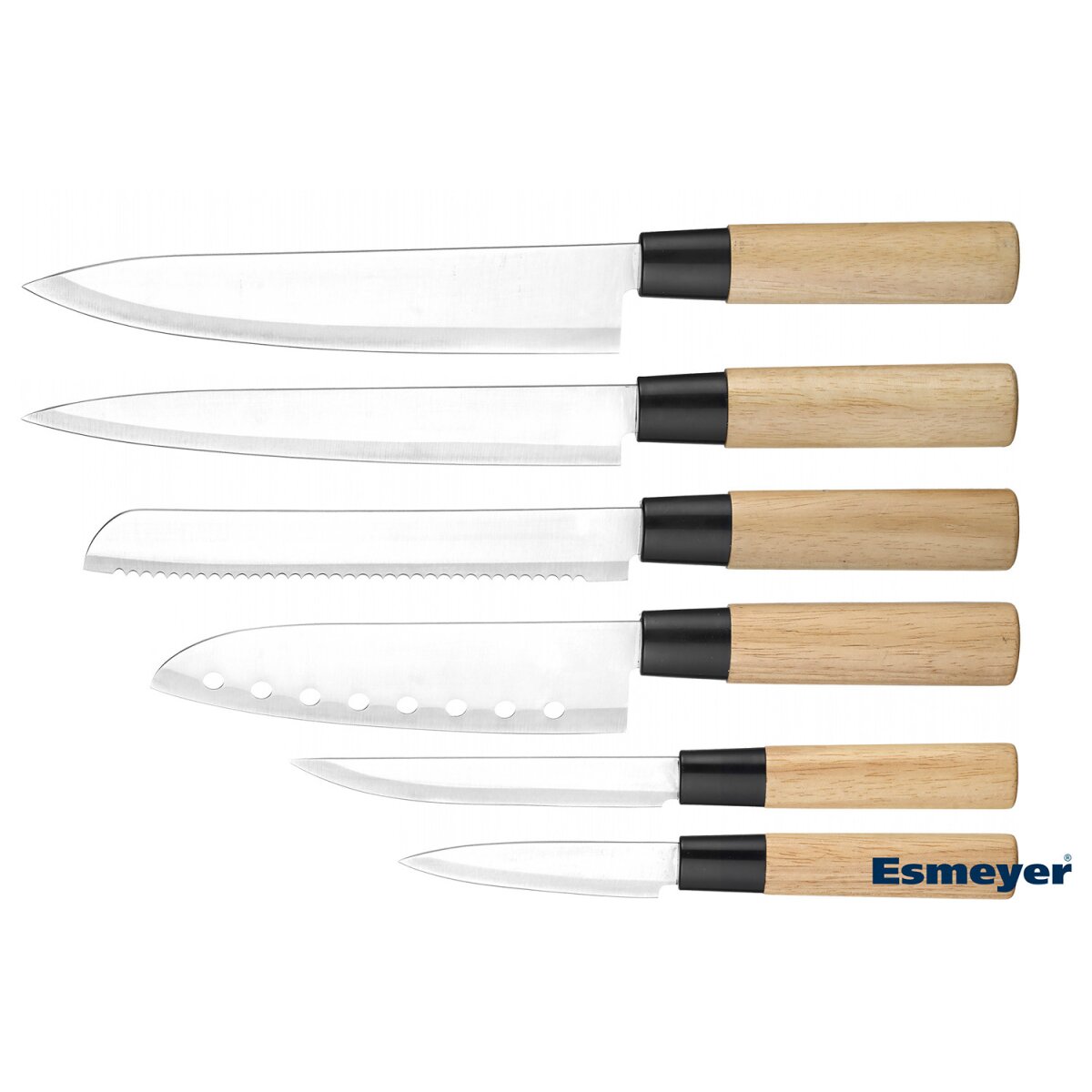 Esmeyer Asia Messerset 6-teilig aus Edelstahl/Holzgriff - B-Ware neuwertig,  20,99 €