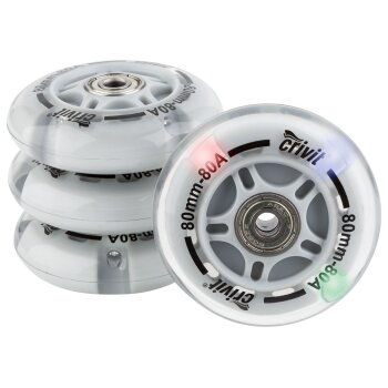 CRIVIT Inliner Rollen mit Kugellager, 8er Set / LED Rollen 4er Set (LED 80mm) - B-Ware neuwertig