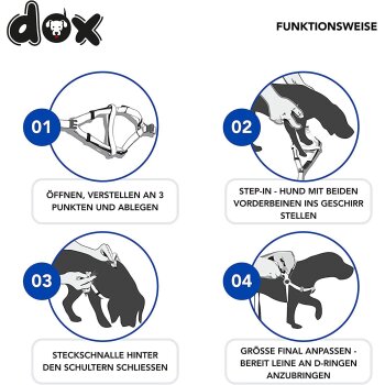 DDOXX Hundegeschirr Nylon, Step-In, Verstellbar, ausbruchsicher, S 1,5 x 45-63 cm, hellblau - B-Ware sehr gut
