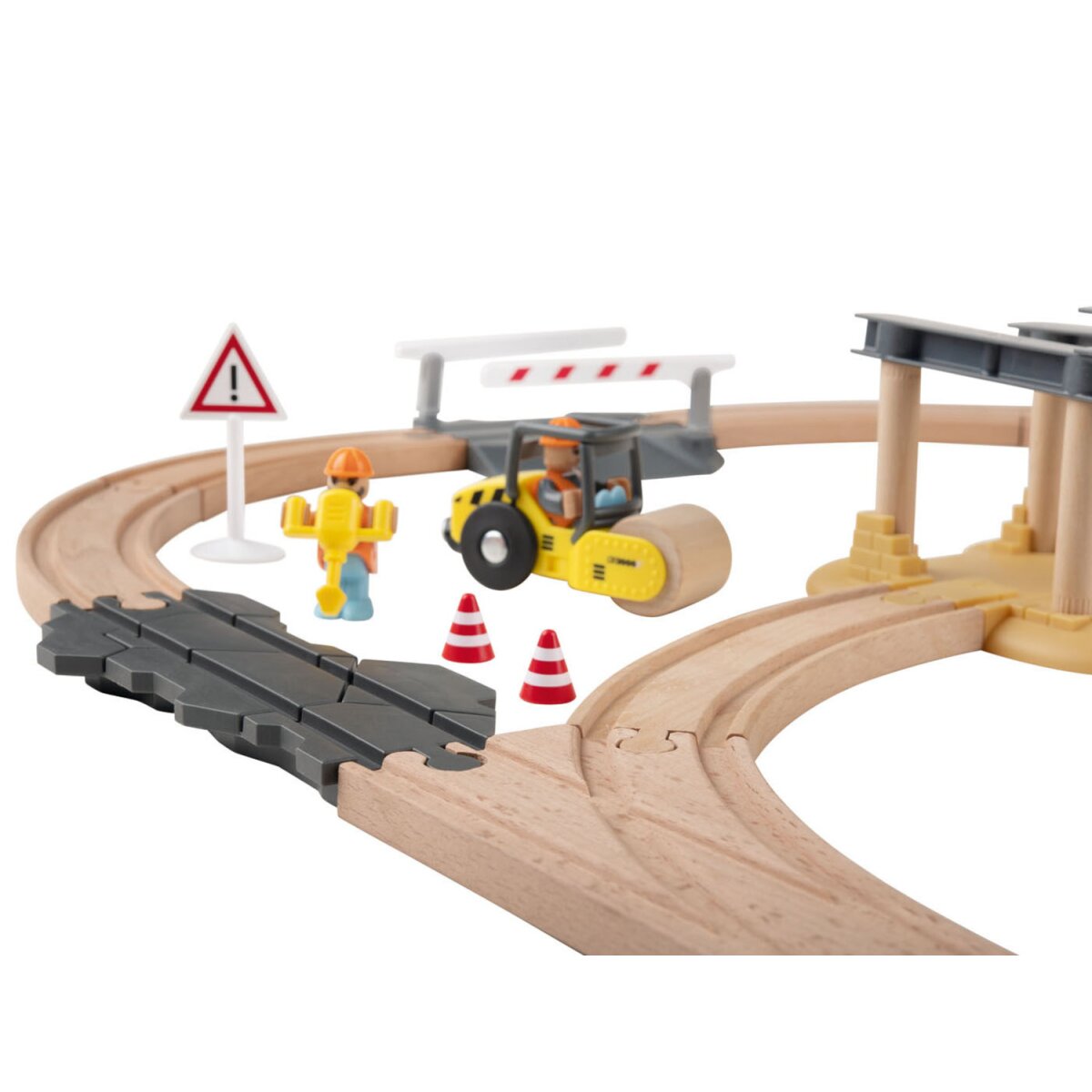 24,99 - Holz-Eisenbahn-Set Buchenholz € gut, Playtive mit Baustelle, B-Ware