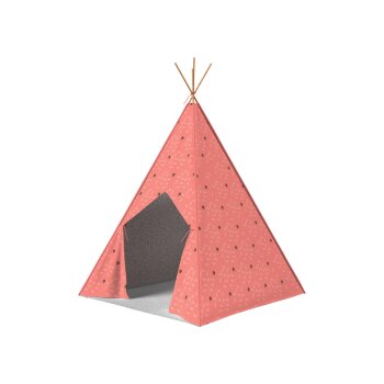 Playtive Tipi Spielzelt Waldtiere, aus massivem Kiefernholz (rot) - B-Ware sehr gut