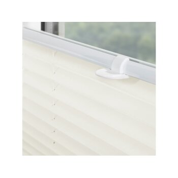 Lichtblick Klemmfix Plissee, stufenloses Einstellen, blickdicht, Montage ohne Bohren, 80 x 210 cm, weiß - B-Ware neuwertig