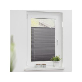 Lichtblick Plissee Haftfix, ohne Bohren, ab 50 x 130 cm (Grau, 90x130 cm) - B-Ware neuwertig