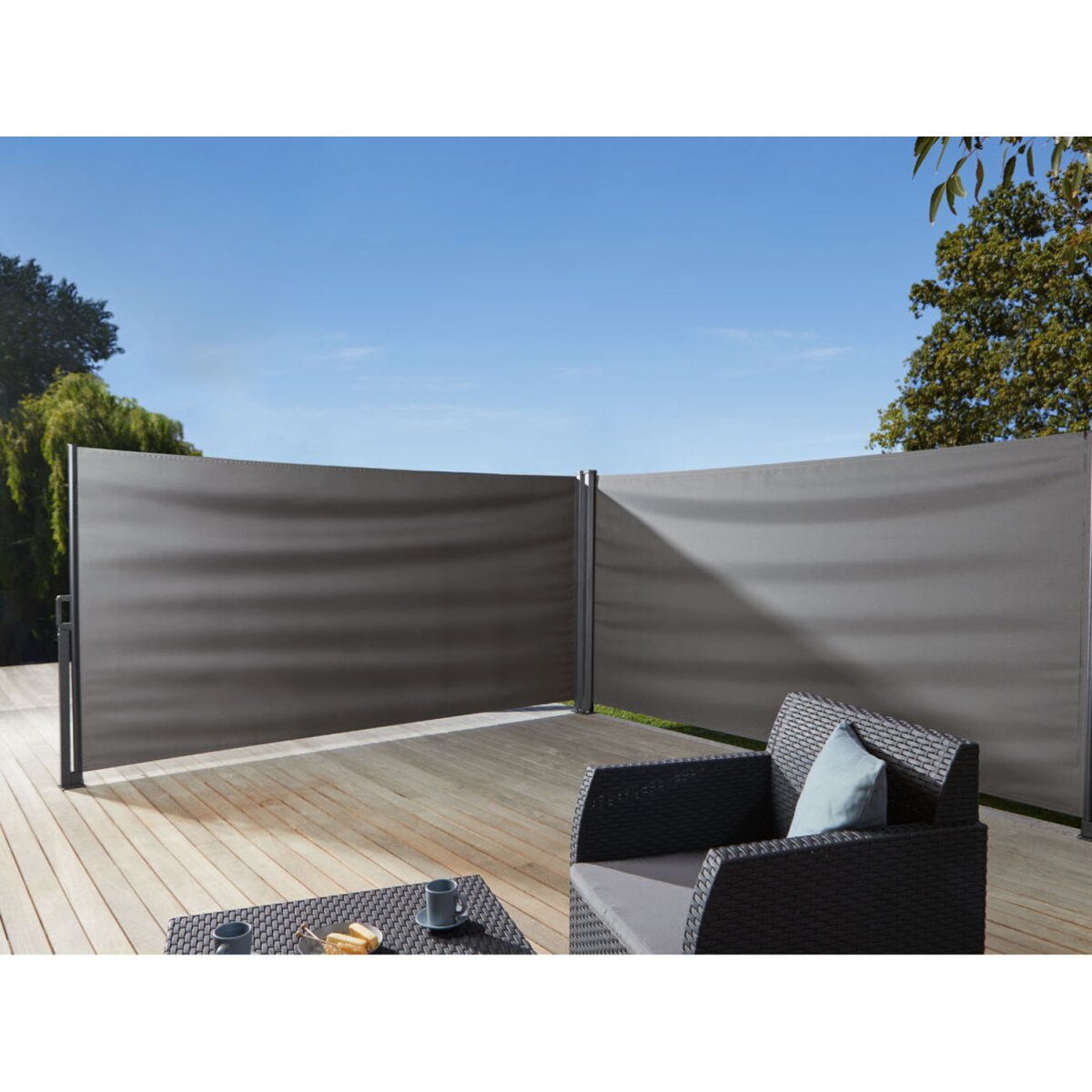 LIVARNO home Doppel Seitenmarkise, neuwertig, 100,99 160x600 cm, - € B-Ware anthrazit