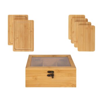 ERNESTO® Schneidebretter-Set / Tee-Box, aus Bambus -...
