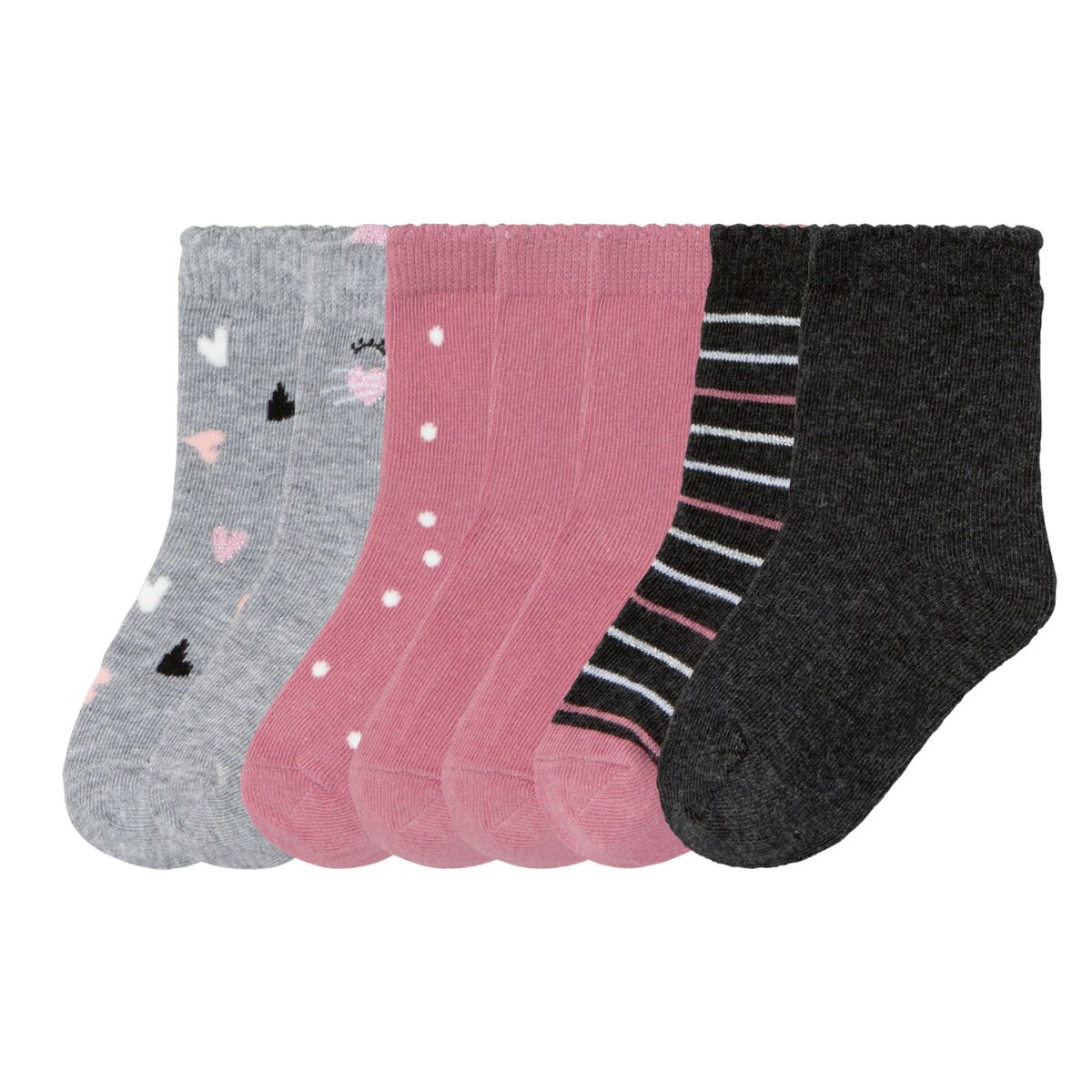 lupilu® Kleinkinder Mädchen Socken mit Bio-Baumwolle, 7 Paar  (grau/dunkelrosa/anthrazit, 19/22) - B-, 5,00 € | Kindermode, ab 25.01.