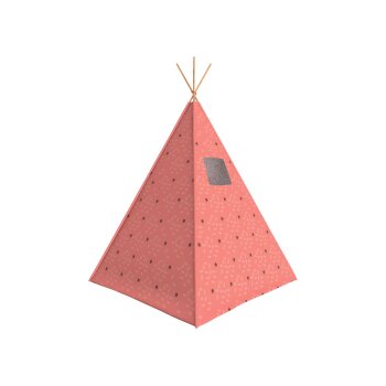 Playtive Tipi Spielzelt Waldtiere, aus massivem Kiefernholz (Rot) - B-Ware neuwertig