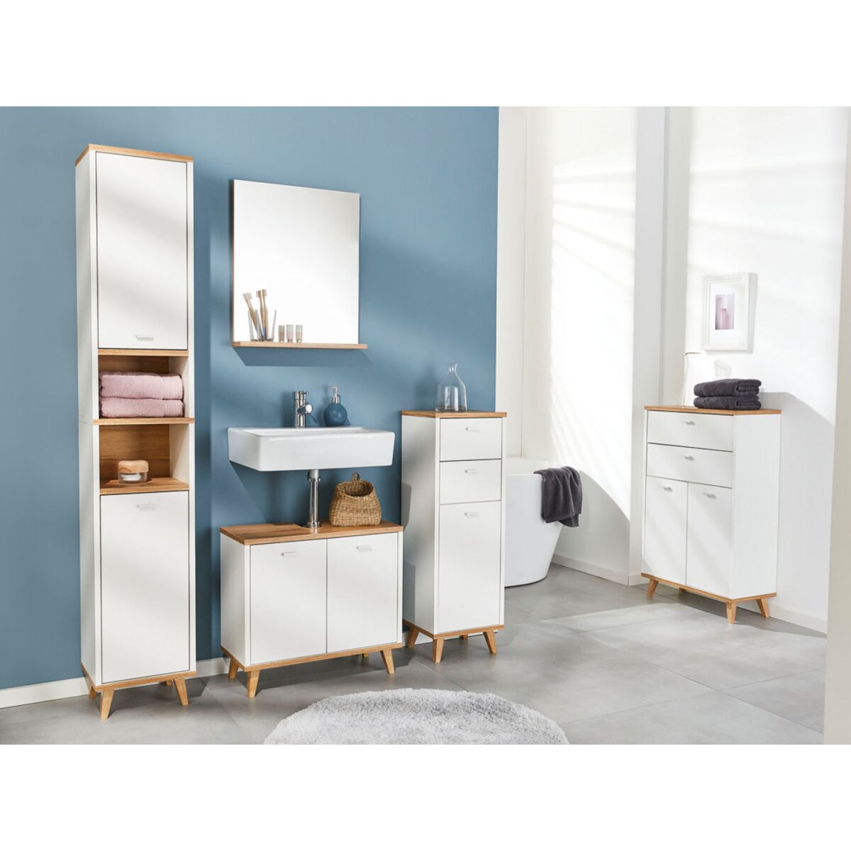 LIVARNO home Waschbeckenunterschrank »Corfu«, mit Siphonausschnitt,  modernes Design - B-Ware sehr gu, 19,99 €