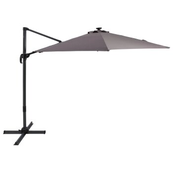 LIVARNO HOME Solar LED-Ampelschirm, Ø 3 m, mit 360° Fuß-Pedal, grau - B-Ware neuwertig