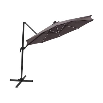 LIVARNO HOME Solar LED-Ampelschirm, Ø 3 m, mit 360° Fuß-Pedal, grau - B-Ware neuwertig