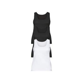 esmara® Damen Achselhemd, 3 Stück, mit hohem Baumwollanteil (schwarz/weiß, XXL(52/54)) - B-Ware sehr gut