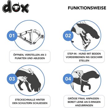 DDOXX Hundegeschirr Nylon, Step-In, Verstellbar, Ausbruchsicher, blau, XXS 1,0 x 26-35 cm - B-Ware sehr gut